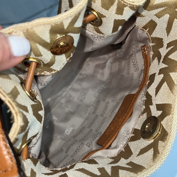 Michael Kors Tan Canvas Logo Crossbody Bag - Picture 7 of 13